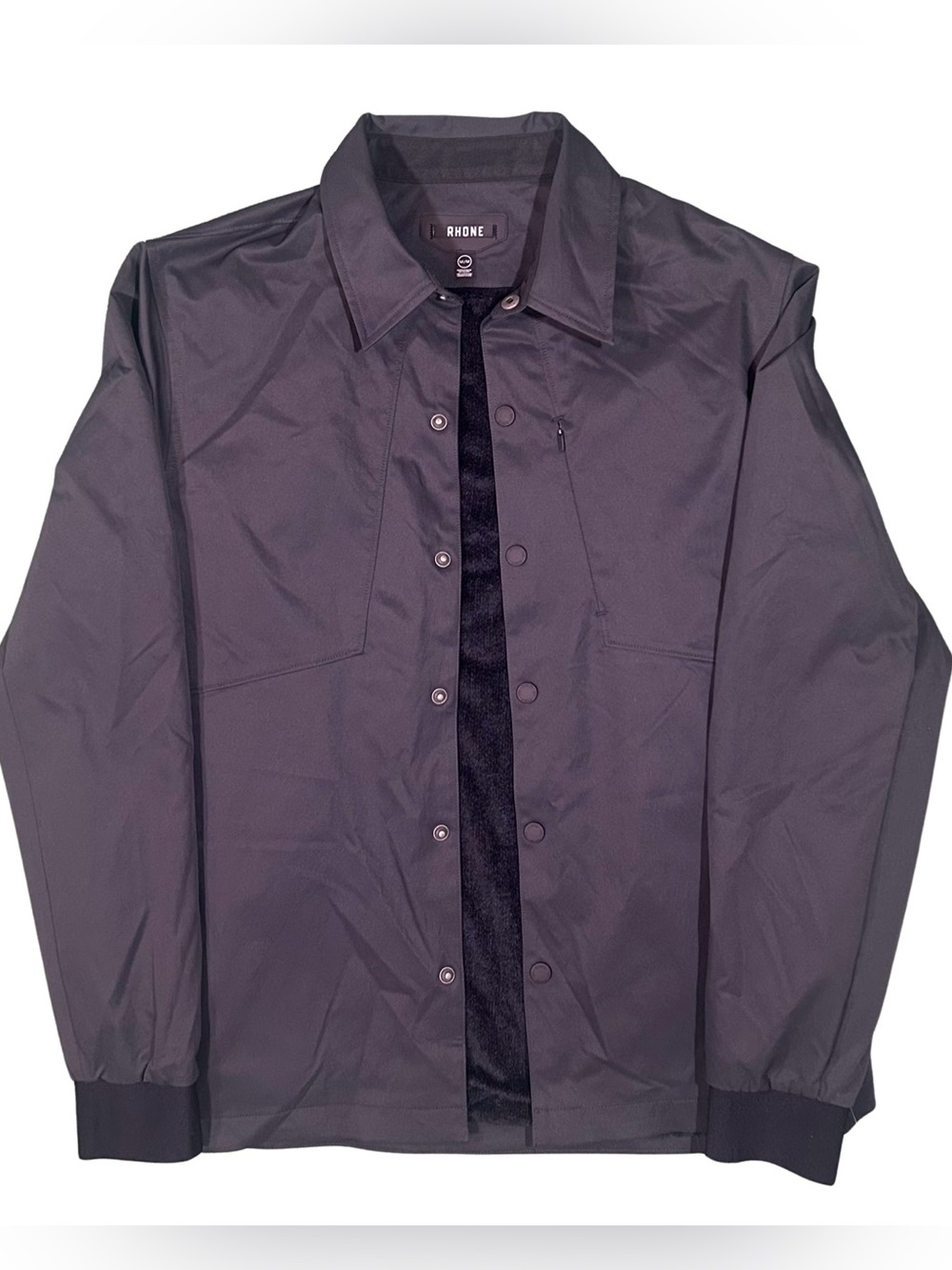 Rhone Black Fleece Lined Snap Front Bomber Jacket Coat NWOT M